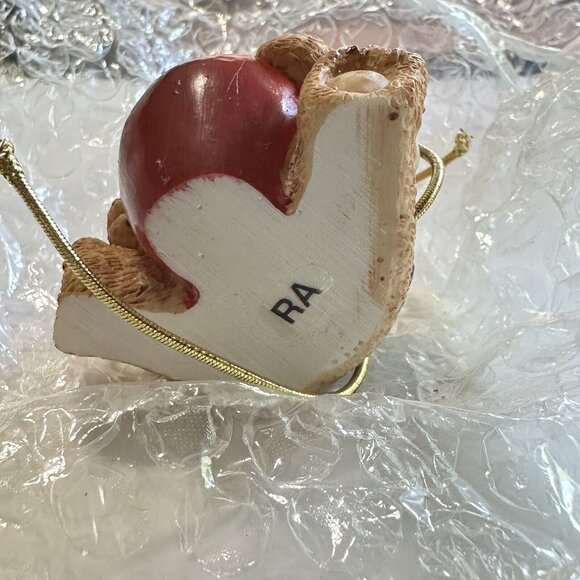 Avon 1997 Holiday Ornament GIFT TOPPER Teddy Bear Holding Apple Teacher Gift - Picture 5 of 11